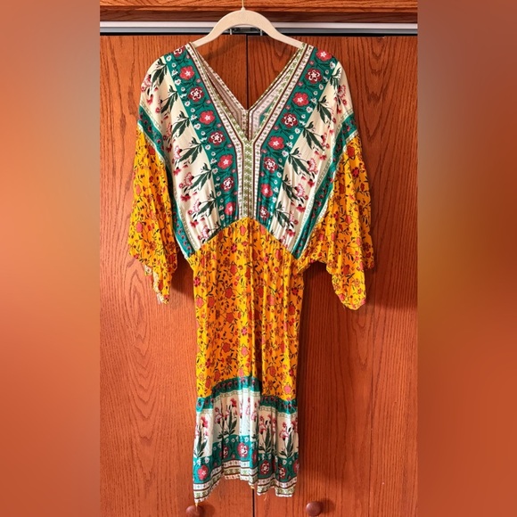 Kaleidoscope Accessories Boho Yellow Floral Swim Cover Up One Size Fits Most - Picture 4 of 7